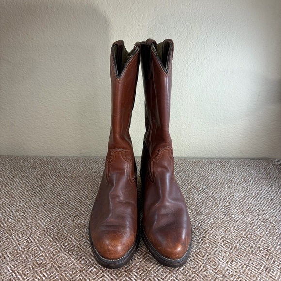 Acme Mens Brown Leather Western Cowboy Boots 9096 Sz 8E Roper Riding Texans